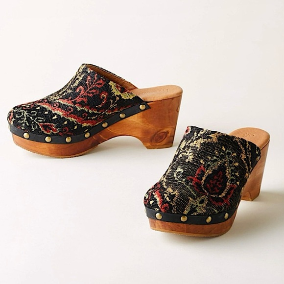 Sundance Cordani Zorba Tapestry Clogs Shoes Cyrilla Five Worlds 70s Retro New - Picture 1 of 15